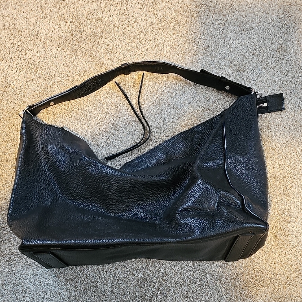 All Saints Black Leather Hobo Bag